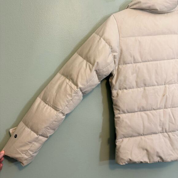 Patagonia Toggle Down Jacket Womens Medium Tan Puffer Insulated Organic Cotton - Picture 7 of 9